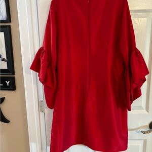 Vince Camuto Red Ruffle Sleeve Shift Dress